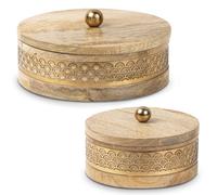 Set 2 cajas madera, metal dorado 20x8 y 15x8cm