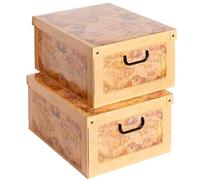 SET 2 Cajas organizadoras de almacenamiento ropa, almacenaje decorativas en carton, 40x50x25cm, para armario, baul, bolsas, ropa, juguetes, jardineria, con tapa, MAPA