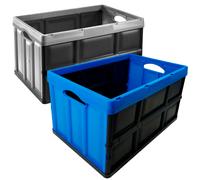 Set 2 cajas Tontarelli plegables 46L/62L plata y negro, azul y negro Silver and black/blue and black