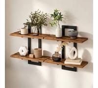 Relaxdays, Juego de 2 estanterías de Pared, de aglomerado, marrón Vintage | Para montar en la pared, para cocina y baño, (Al x An x Fon) 40 x 13,5 x 38 cm