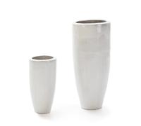 Set 2 maceteros 40x40x80 24x24x50cm gres blanco, de gres gres, color blanco esmaltado blanco, 40x40x80 cm Fijalo