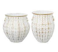 Set 2 maceteros metal blanco, oro, medidas 38, 5x49, 5 cm Fijalo
