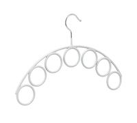 Set 2 Perchas Pañuelos y Complementos con 7 Anillos 5 cm Ø, Colgador Accesorios Metal, Antideslizante, 24,5x38cm, Gris