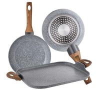 Set 2 Sartenes 20/24 y Asador Grill 35.5 x 28.3 Daimiel, Aluminio Forjado, Inducción