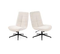 Set 2 sillas de relax giratoria tapizada en tela chenilla color beige con respaldo alto ergonómico asiento acolchado altura regulable 89-95 cm base metálica estable estilo moderno ideal para salón dor