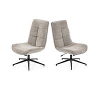Set 2 sillas de relax giratoria tapizada en tela gris altura regulable 89-95 cm asiento ancho con relleno acolchado estilo moderno base metálica resistente hasta 120 kg ideal para salón dormitorio ofi