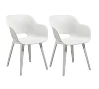 Set 2 sillas Keter AKOLA, sillas de jardín Exterior terraza | 56.7x55.8x80.1 cm, Color Blanco, resina