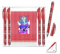 Set 24 Piezas: 4 Bolígrafos Borrables Rojos + 20 Recambios Rojos - Compatibles con Legami - Punta 0,5mm - Tinta Termosensible para Escuela, Marcado Preciso sobre Tela y Piel - Kit de Alta Capacidad