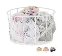 Set 2x cestos almacenaje, Cesto ropa sucia, Cesto metálico blanco, Cesto colada