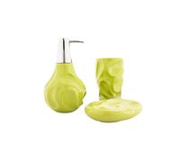 Set 3 accesorios de baño cerámica verde. Medidas: 24x10x20 cm. akihaydeto