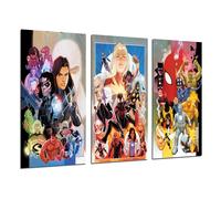 Set 3 cuadros decorativos, marvel, los 4 fantasticos, X-men, fantasia, impresión en madera, Cuadros Camara Large