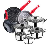 Set 3 Sartenes Con Batería Cocina 8 Pzas Acero Inox. San Ignacio Energy Plus