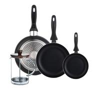 Set 3 sartenes Wellhome 16/20/24 aluminio prensado+Delantal de Cocina Gris oscuro 100% Algodón 75x80cm WH Set3 Caf