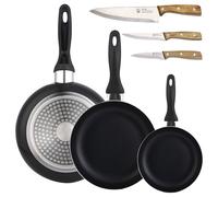 Set 3 sartenes Wellhome 16/20/24 aluminio prensado+Delantal de Cocina Gris oscuro 100% Algodón 75x80cm Pk9943.