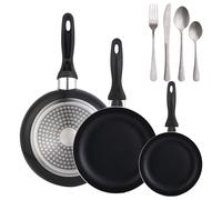 Set 3 sartenes Wellhome 16/20/24 aluminio prensado+Delantal de Cocina Gris oscuro 100% Algodón 75x80cm Pk9947.