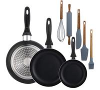 Set 3 sartenes Wellhome 16/20/24 aluminio prensado+Delantal de Cocina Gris oscuro 100% Algodón 75x80cm WH Set3 5UtSM
