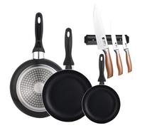Set 3 sartenes Wellhome 16/20/24 aluminio prensado+Delantal de Cocina Gris oscuro 100% Algodón 75x80cm WH Set3 MagC