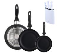 Set 3 sartenes Wellhome 16/20/24 aluminio prensado+Delantal de Cocina Gris oscuro 100% Algodón 75x80cm WH Set3 CuchT