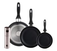 Set 3 sartenes Wellhome 16/20/24 aluminio prensado+Delantal de Cocina Gris oscuro 100% Algodón 75x80cm WH Set3 Pulv