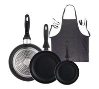 Set 3 sartenes Wellhome 16/20/24 aluminio prensado+Delantal de Cocina Gris oscuro 100% Algodón 75x80cm WH Set3 Delan