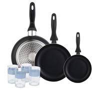 Set 3 sartenes Wellhome 16/20/24 aluminio prensado+Delantal de Cocina Gris oscuro 100% Algodón 75x80cm WH Set3 Vas4