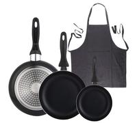 Set 3 sartenes Wellhome 16/20/24 aluminio prensado+Delantal de Cocina Gris oscuro 100% Algodón 75x80cm WH Set3 Delan