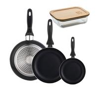 Set 3 sartenes Wellhome 16/20/24 aluminio prensado+Delantal de Cocina Gris oscuro 100% Algodón 75x80cm Pk9952.