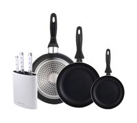 Set 3 sartenes Wellhome 16/20/24 aluminio prensado+Delantal de Cocina Gris oscuro 100% Algodón 75x80cm WH Set3 CuchB
