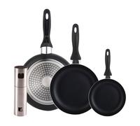 Set 3 sartenes wellhome 16/20/24 aluminio prensado+pulverizador de aceite y vinagre ø4x17,5cm en acero inoxidable 14 cm