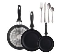 Set 3 sartenes Wellhome 16/20/24 aluminio prensado+Delantal de Cocina Gris oscuro 100% Algodón 75x80cm WH Set3 Cub16