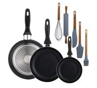 Set 3 sartenes Wellhome 16/20/24 aluminio prensado+Delantal de Cocina Gris oscuro 100% Algodón 75x80cm WH Set3 5UtSM