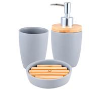 Set 3pc accesorios de baño (vaso + dispensador de jabón + plato para jabón) cerámica gris tevere CASA BENETTON