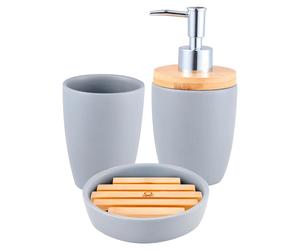 Set 3pc accesorios de baño (vaso + dispensador de jabón + plato para jabón) cerámica gris tevere CASA BENETTON