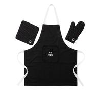 Set 3pc delantal ( delantal + manopla + agarrador) 75x85cm 100% algodón 190gsm negro black & white CASA BENETTON