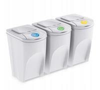 Prosperplast Papeleras de reciclaje SORTIBOX – Conjunto 3x35 L – ashen