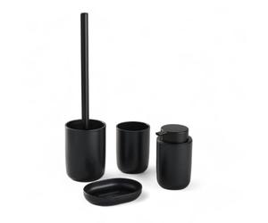 Set 4 Access, SDB, Vaso, Dispensador de jabón, Cepillo WC Negro, 12,7x7,3 cm