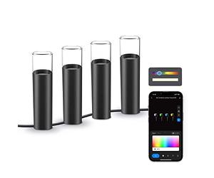 Set 4 balizas outdoor SmartLED Ksix, WiFi + APP incluida, 12W, 200 lúmenes, RGBWIC, IP65, Ampliable, Estacas incluidas