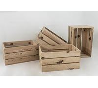 Set 4 Cajas de Madera Pino Sam, Natural, Beige, Cajas Almacenamiento. 49x31x24cm. Incluye Imán Personalizable de Regalo.