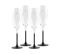 Set 4 copas flauta 18,2 ristal transparente con negro Scalpers Home