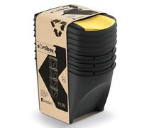 Prosperplast Set de 4 cubos de basura KEDEN SORTIBOX 100% plástico reciclado negro 4x25L