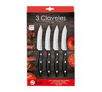 SET 4 CUCHILLOS CHULETEROS DE ACERO INOXIDABLE CON MANGO DE MADERA DE WENGUE EOS 11,5 cm - 4,5" E 3C