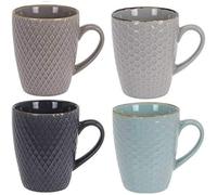 Excellent Houseware – Set de 4 tazas de café de gres 300 ml colores surtidos