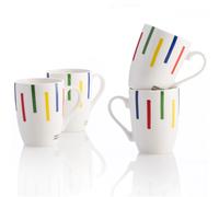 Set 4p mugs 11cm 360ml new bone china diseño rayas de colores Casa Benetton
