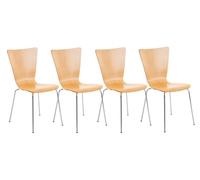 CLP Trading GmbH Sillas de visita Aaron – Juego de 4, Asiento de madera, Apilables, Color Natura