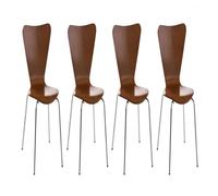 CLP Set 4X Sillas de Visita Calisto I Juego de 4X Silla de Comedor con Asiento de Madera I 4X Silla de Cocina con Base de Metal, Color:marrón
