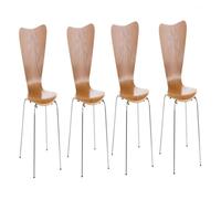 CLP Set 4X Sillas de Visita Calisto I Juego de 4X Silla de Comedor con Asiento de Madera I 4X Silla de Cocina con Base de Metal, Color:Roble