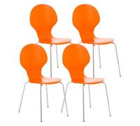 Set 4x sillas de visita diego apilable madera naranja 45x43x86 cm