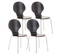 Set 4x sillas de visita diego apilable madera negro 45x43x86 cm