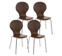 Set 4x sillas de visita diego apilable madera nogal 45x43x86 cm