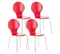 Set 4x sillas de visita diego apilable madera rojo 45x43x86 cm